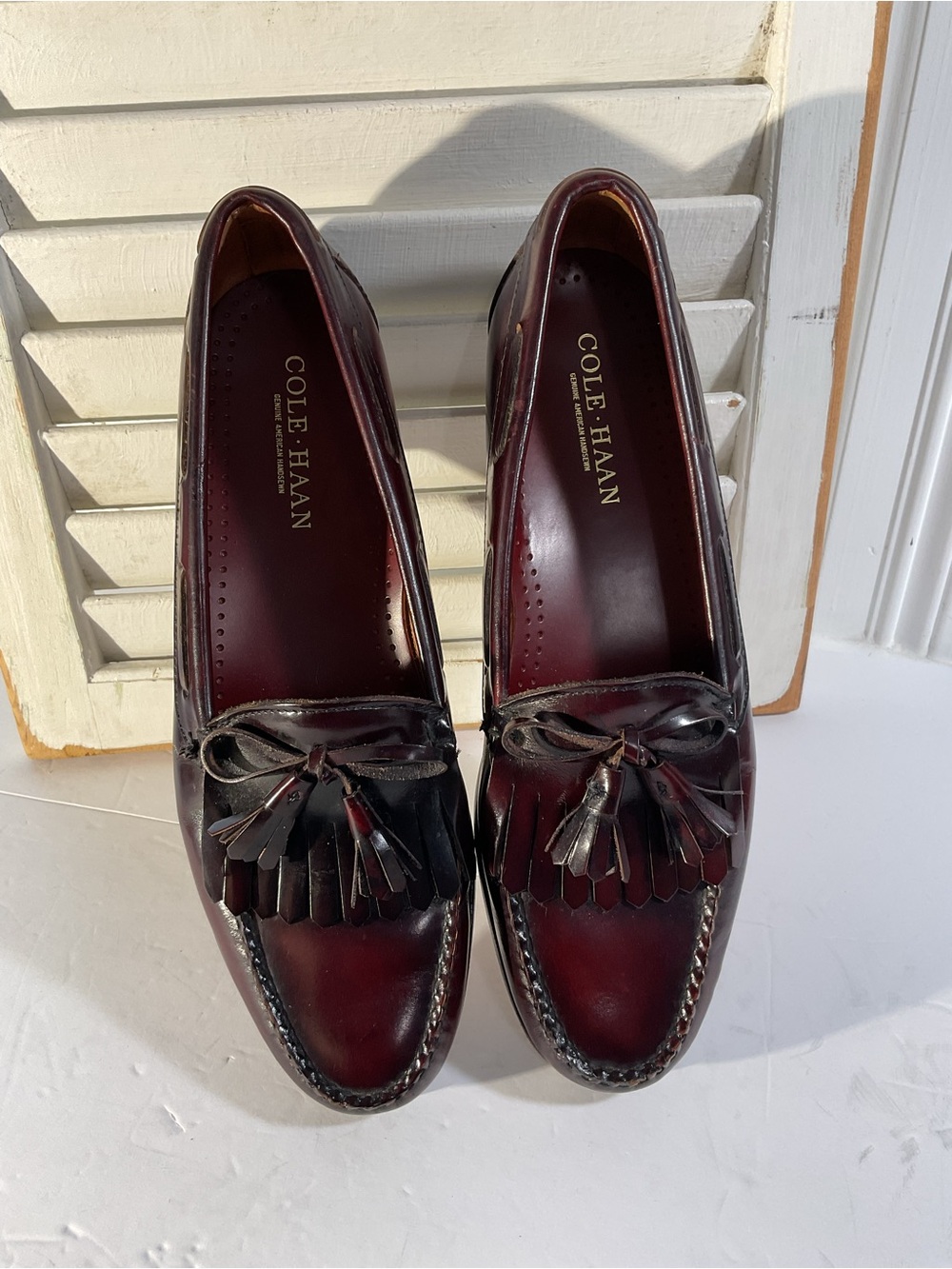 Cole Haan Burgundy Leather Tassel Loafers
